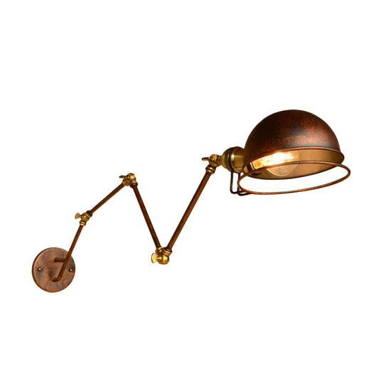 Rustic Wall Mounted Reading Lamp With Rotating Arm And Wire Guard