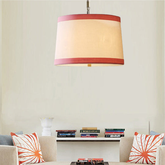 Simple 5-Bulb Fabric Drum Pendant Light For Nursing Room Decor