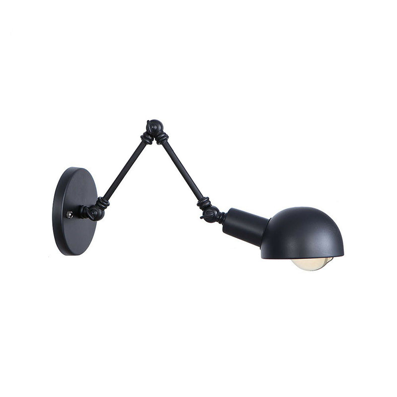 Vintage Iron Swivel Wall Light Kit - Black Bowl Design 8/19.5 Dual Width Bedroom Reading Lamp / 4+4