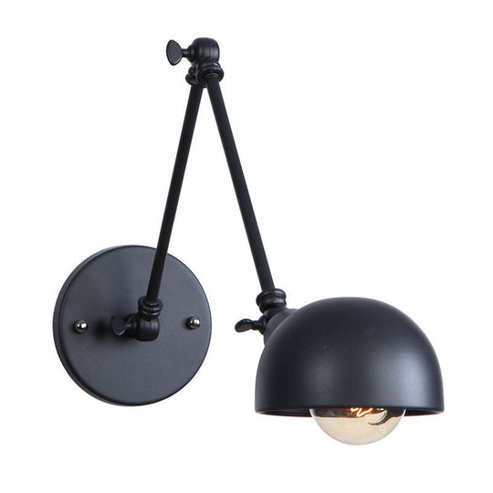 Vintage Iron Swivel Wall Light Kit - Black Bowl Design 8/19.5 Dual Width Bedroom Reading Lamp