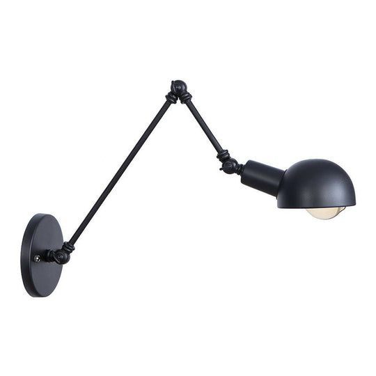 Vintage Iron Swivel Wall Light Kit - Black Bowl Design 8/19.5 Dual Width Bedroom Reading Lamp / 12+4