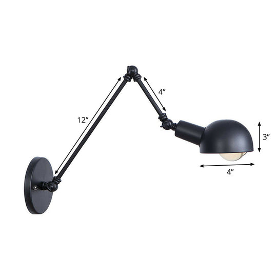 Vintage Iron Swivel Wall Light Kit - Black Bowl Design 8/19.5 Dual Width Bedroom Reading Lamp