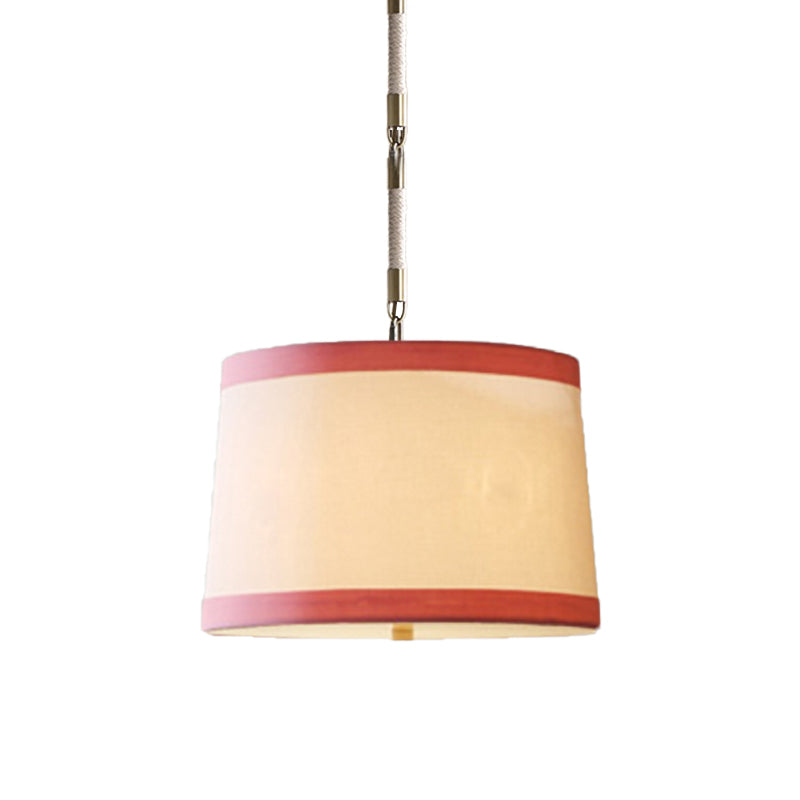 Simple 5-Bulb Fabric Drum Pendant Light For Nursing Room Decor