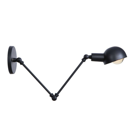 Vintage Iron Swivel Wall Light Kit - Black Bowl Design 8/19.5 Dual Width Bedroom Reading Lamp