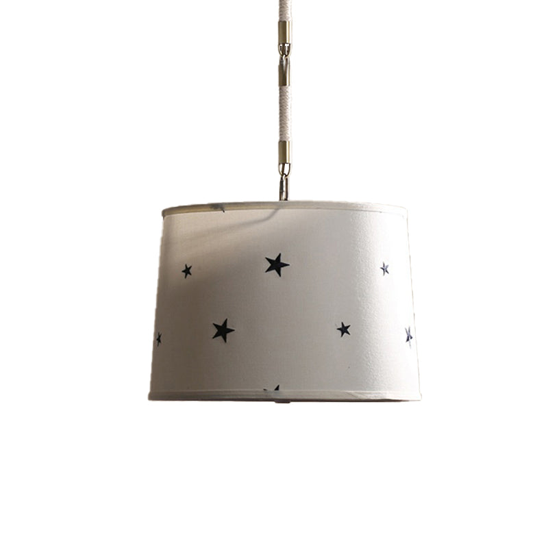 Simple 5-Bulb Fabric Drum Pendant Light For Nursing Room Decor