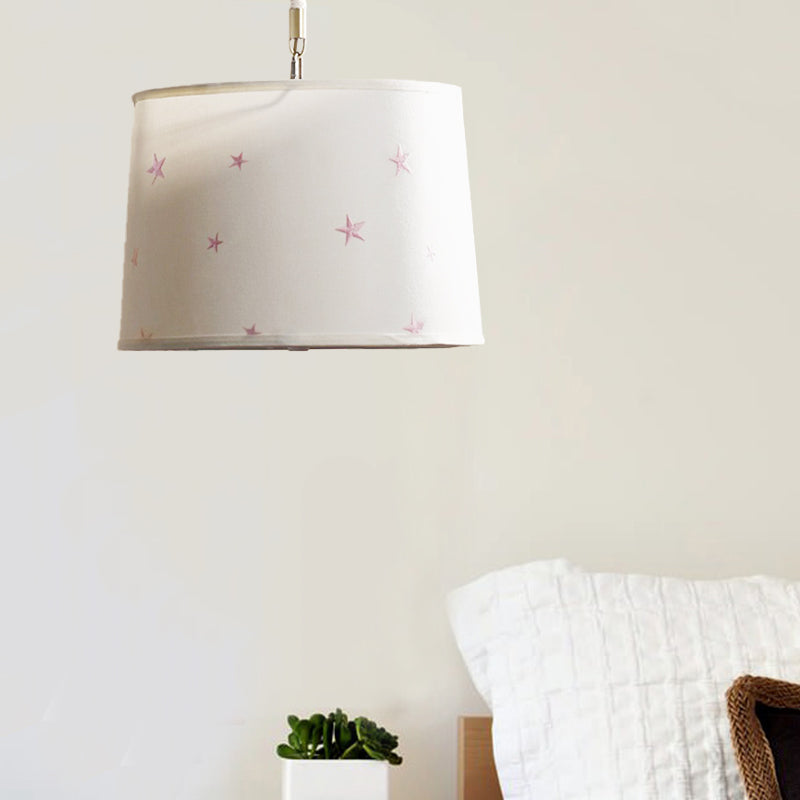 Simple 5-Bulb Fabric Drum Pendant Light For Nursing Room Decor