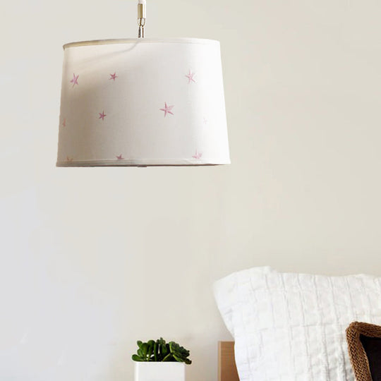 Simple 5-Bulb Fabric Drum Pendant Light For Nursing Room Decor