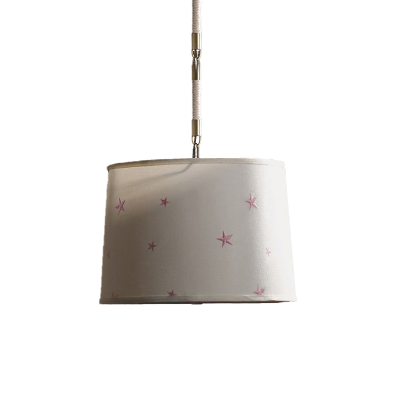 Simple 5-Bulb Fabric Drum Pendant Light For Nursing Room Decor