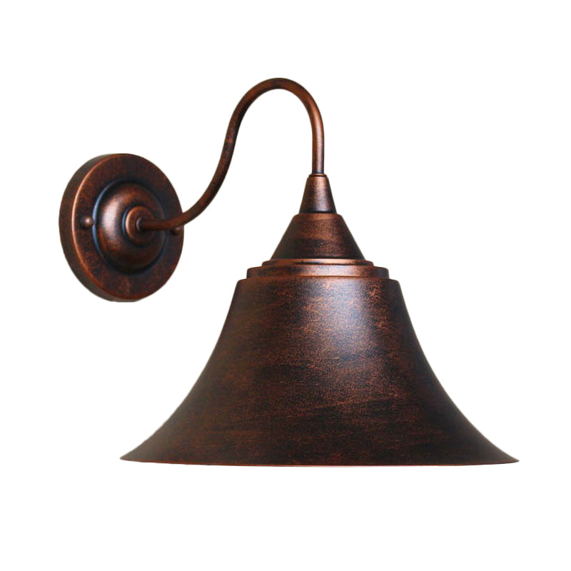 Rustic 1-Light Iron Carillon Wall Sconce In Black/Antique Black For Bistro/Outdoor Spaces