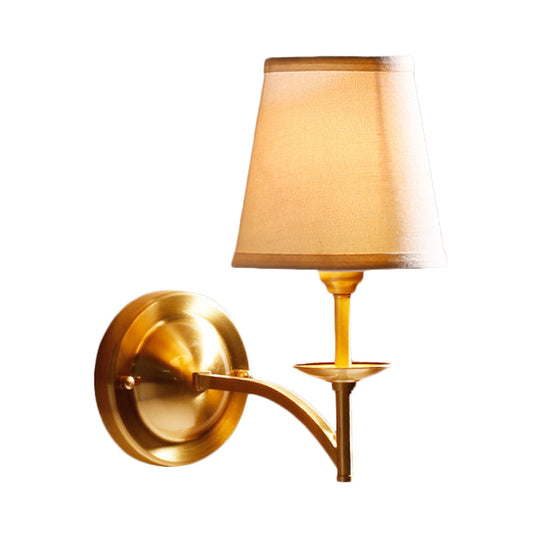 Elegant Gold Tapered Shade Sconce - Modern Wall Light For Study Room (1 Metal Fabric)