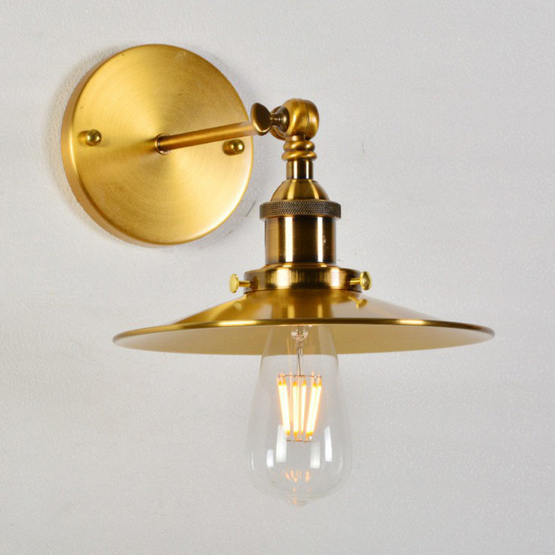 Industrial Metal Rotating Saucer Wall Light - Elegant Gold Finish 1-Light Dining Room Fixture