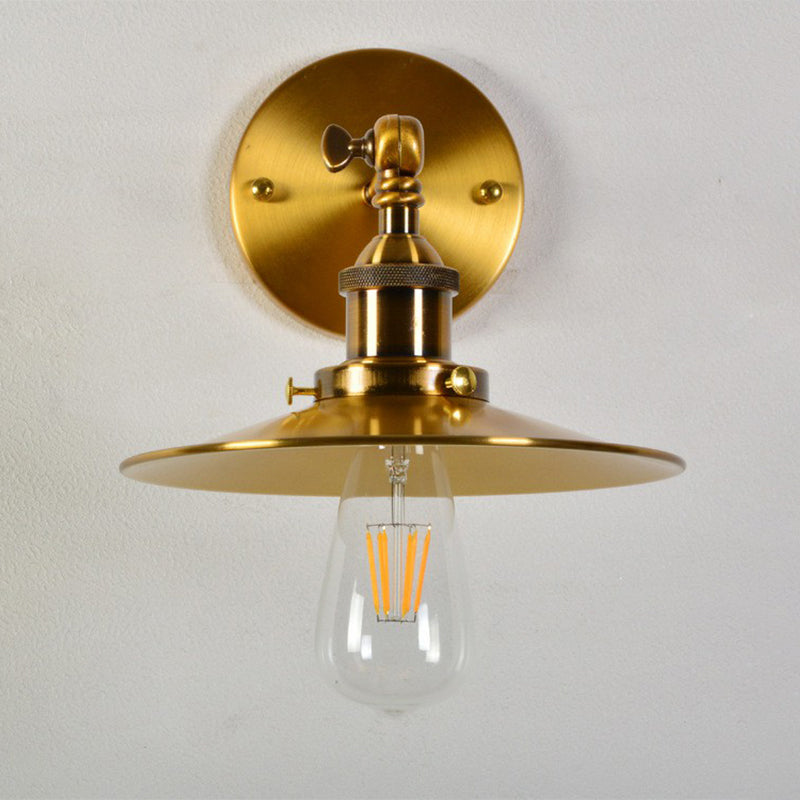 Industrial Metal Rotating Saucer Wall Light - Elegant Gold Finish 1-Light Dining Room Fixture