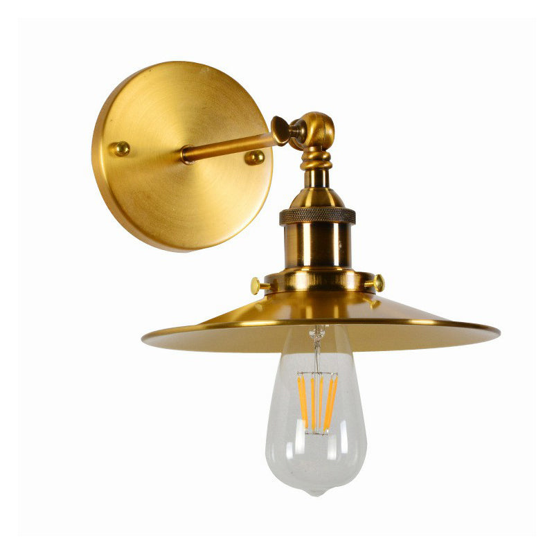 Industrial Metal Rotating Saucer Wall Light - Elegant Gold Finish 1-Light Dining Room Fixture