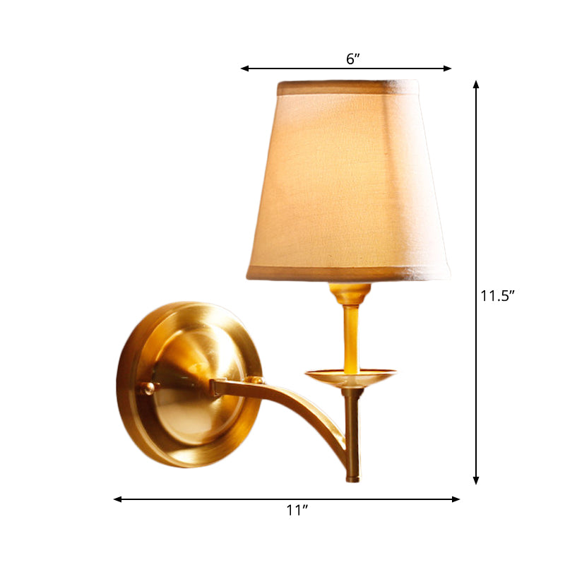 Elegant Gold Tapered Shade Sconce - Modern Wall Light For Study Room (1 Metal Fabric)