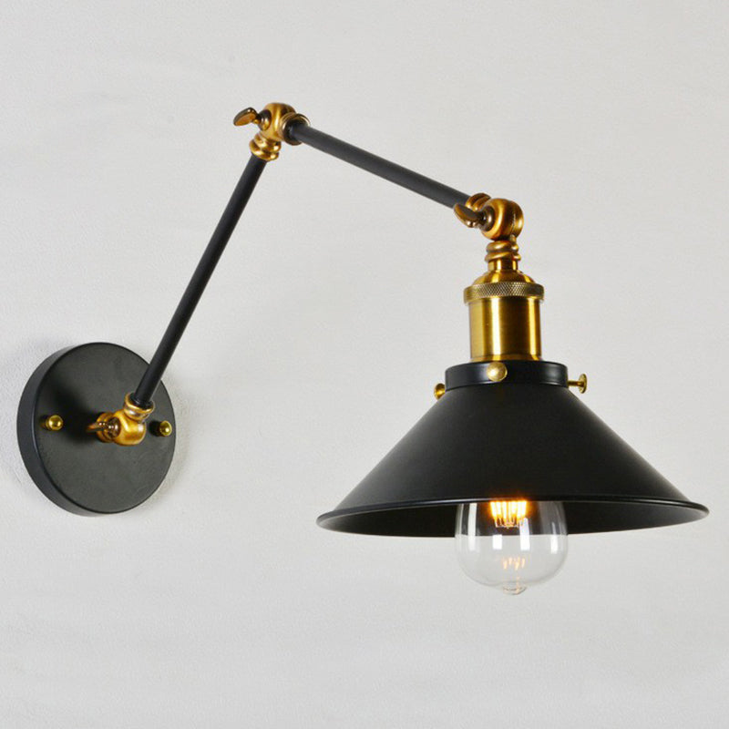 Modern Swing Arm Wall Lamp For Bedroom - Warehouse Black/White And Brass Iron 8+8/12+12 With 1 Bulb