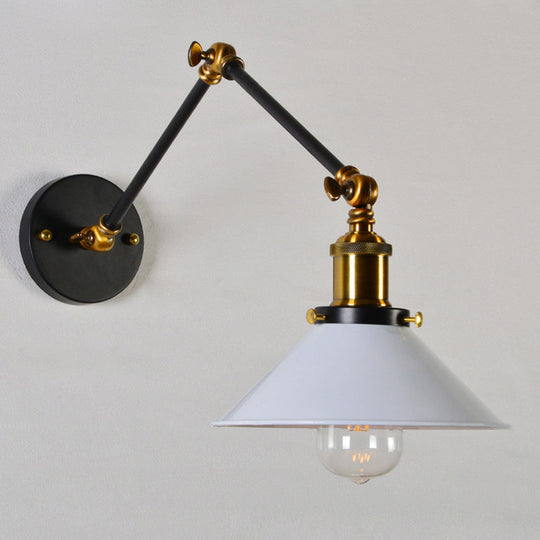 Modern Swing Arm Wall Lamp For Bedroom - Warehouse Black/White And Brass Iron 8+8/12+12 With 1 Bulb