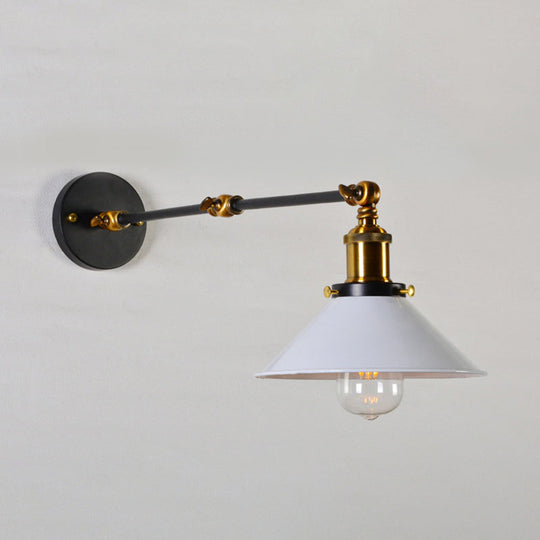 Modern Swing Arm Wall Lamp For Bedroom - Warehouse Black/White And Brass Iron 8+8/12+12 With 1 Bulb