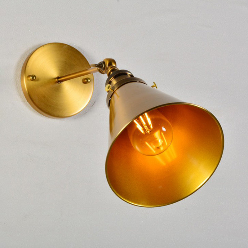 Vintage Brass Swing Arm Wall Lamp: Metallic Single Dining Room Lighting - Mounted With/Without Shade