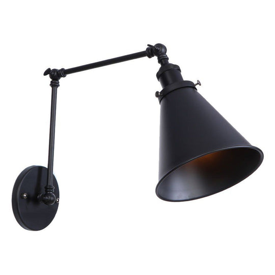 Farmhouse Trumpet Metal Wall Light With Adjustable Arm - Black Half-Head Lighting Ideas