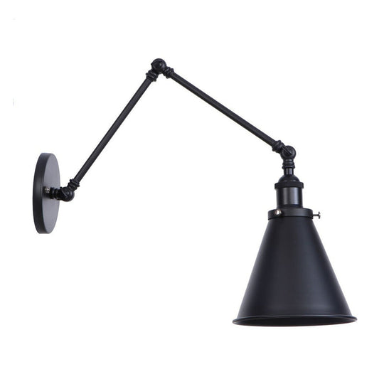 Farmhouse Trumpet Metal Wall Light With Adjustable Arm - Black Half-Head Lighting Ideas