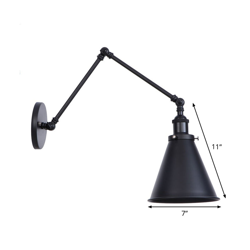 Farmhouse Trumpet Metal Wall Light With Adjustable Arm - Black Half-Head Lighting Ideas