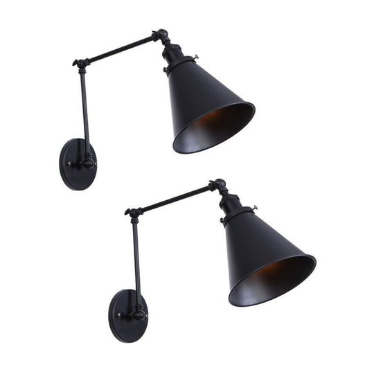 Farmhouse Trumpet Metal Wall Light With Adjustable Arm - Black Half-Head Lighting Ideas 2 /