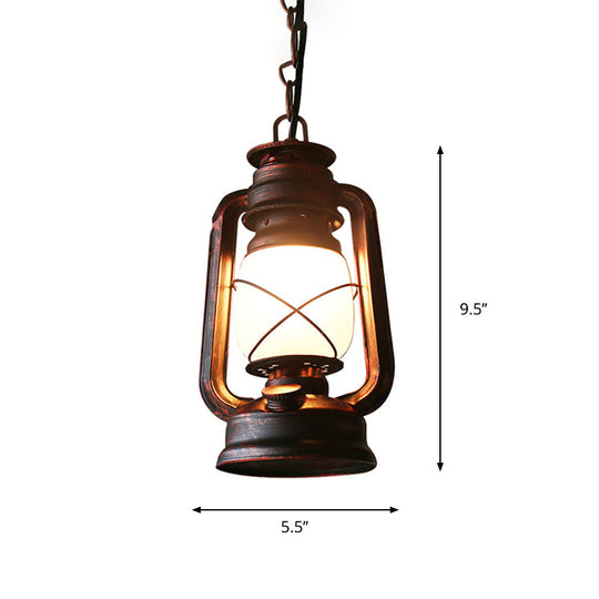 Farmhouse Milk Glass Pendant Light in Copper - 5.5"/7"/8" Wide, 1-Bulb Hanging Fixture for Dining Room