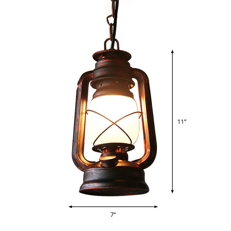 Farmhouse Milk Glass Pendant Light in Copper - 5.5"/7"/8" Wide, 1-Bulb Hanging Fixture for Dining Room