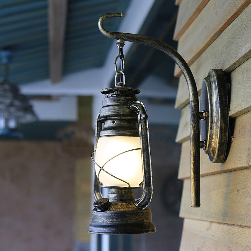 Nautical Single Wall Lamp With Frosted Glass And Bronze/Copper Finish Bronze