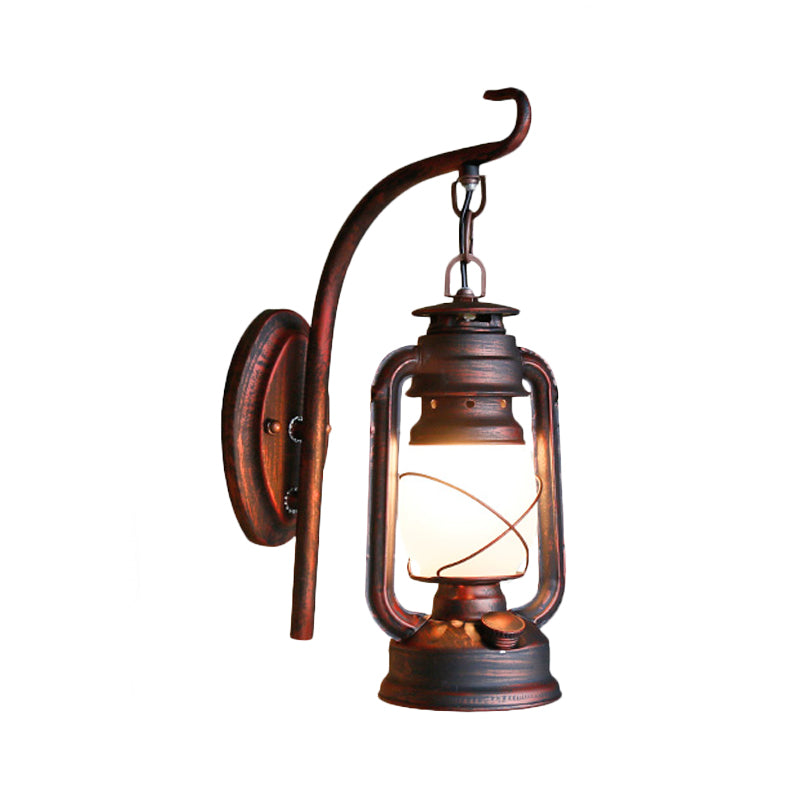 Nautical Single Wall Lamp With Frosted Glass And Bronze/Copper Finish