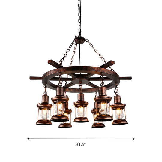 Nautical Hanging Light Kit with Rope Cord - 3/7 Head Metallic Chandelier Pendant in Copper