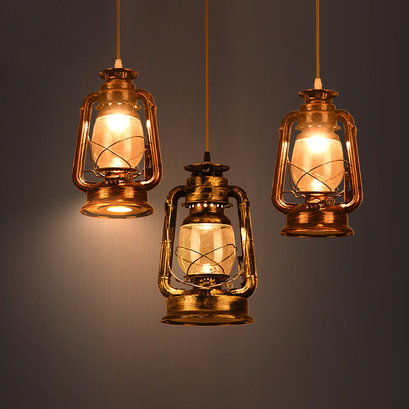 Vintage Kerosene Restaurant Pendant Lighting - Antique Metal Single Hanging Lamp Bronze/Copper