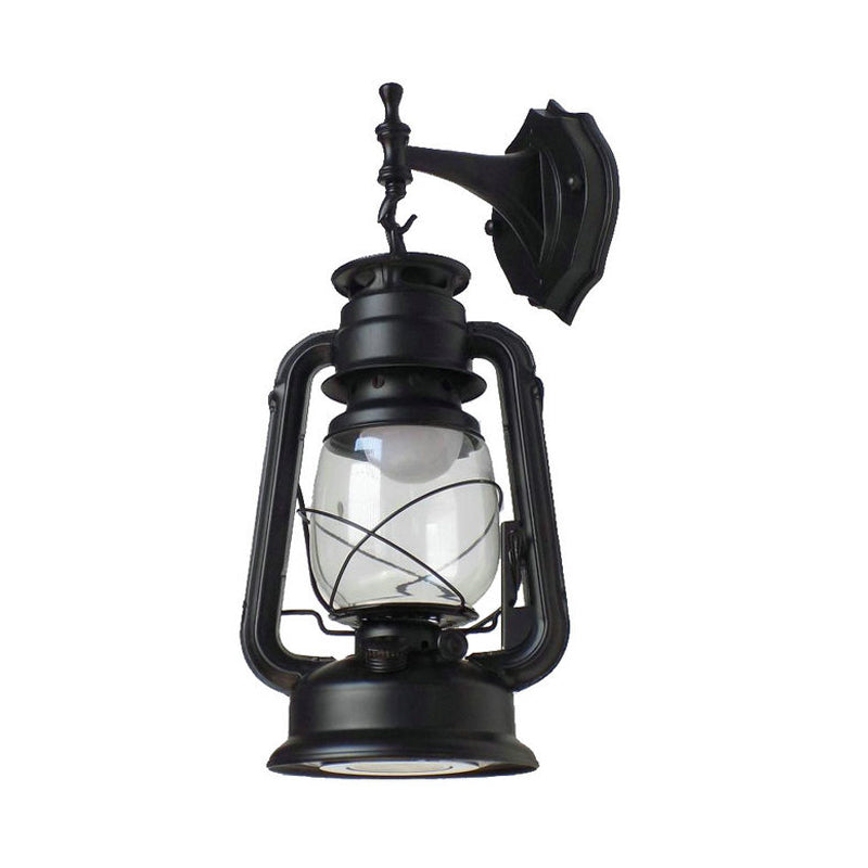 Bronze/Black Nautical Wall Light With Transparent Glass And Kerosene Style For Foyer Decoration