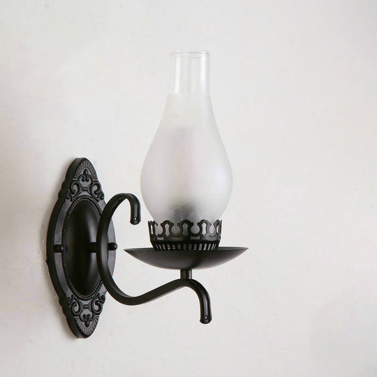 Industrial Wall Lamp With Kerosene Glass Shade And Copper/Bronze Finish Black / A