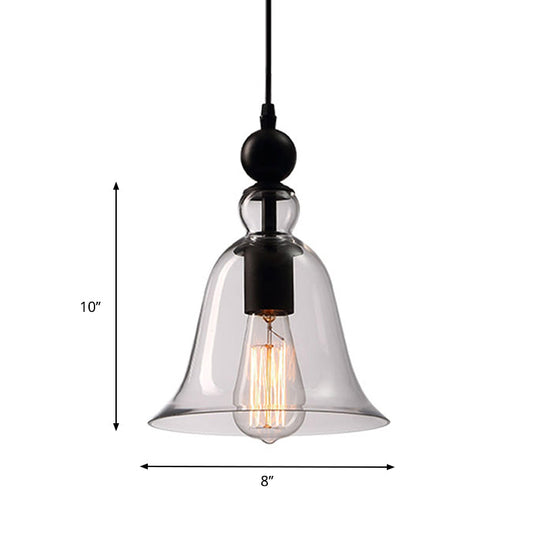 Aldhibah - Black Rustic Bell Glass Pendant Lamp