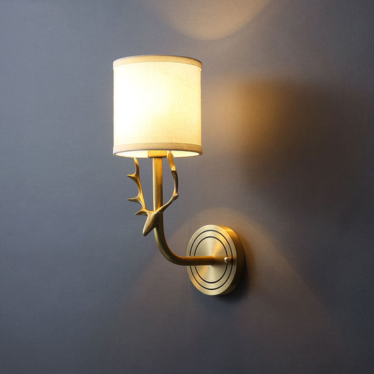 Brass Antique Wall Lamp Fixture With Frosted White Glass Tulip Shade - 1-Light Mount Light