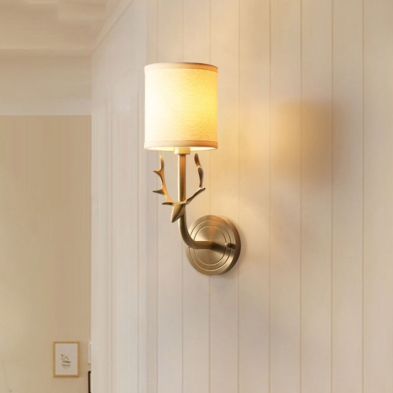 Brass Antique Wall Lamp Fixture With Frosted White Glass Tulip Shade - 1-Light Mount Light