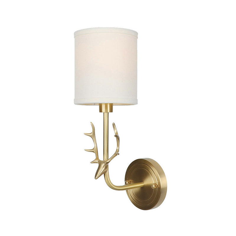 Brass Antique Wall Lamp Fixture With Frosted White Glass Tulip Shade - 1-Light Mount Light