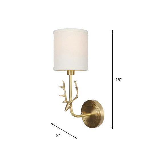 Brass Antique Wall Lamp Fixture With Frosted White Glass Tulip Shade - 1-Light Mount Light