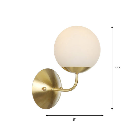 Brass Antique Wall Lamp Fixture With Frosted White Glass Tulip Shade - 1-Light Mount Light