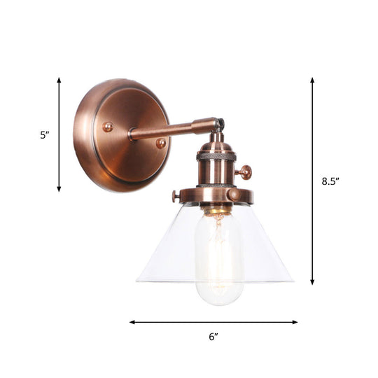 Iron Copper Finish Wall Light With Adjustable Arm And Conic/Diamond/Ball Shade - Single Factory