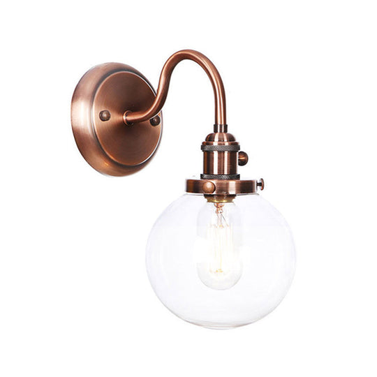 Iron Copper Finish Wall Light With Adjustable Arm And Conic/Diamond/Ball Shade - Single Factory