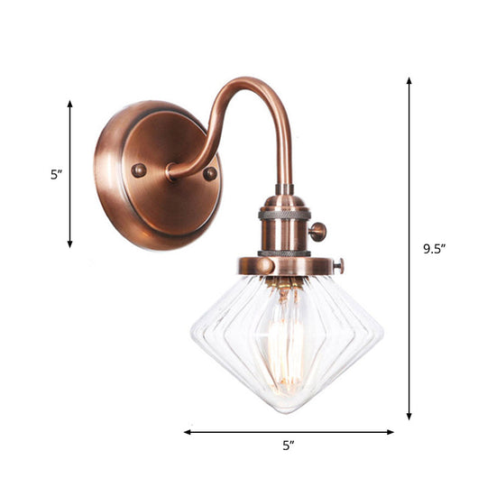 Iron Copper Finish Wall Light With Adjustable Arm And Conic/Diamond/Ball Shade - Single Factory