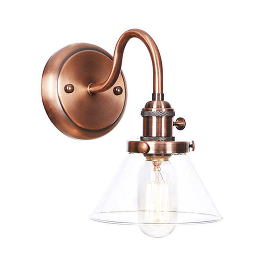 Iron Copper Finish Wall Light With Adjustable Arm And Conic/Diamond/Ball Shade - Single Factory