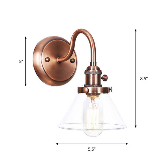 Iron Copper Finish Wall Light With Adjustable Arm And Conic/Diamond/Ball Shade - Single Factory