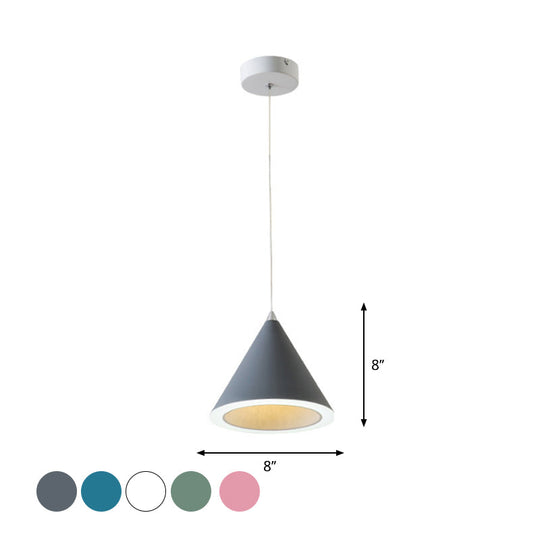 Led Macaron Cone Pendant Light For Dining Table Or Ceiling In Grey/White/Pink