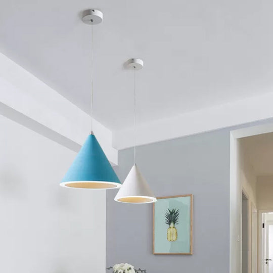 Led Macaron Cone Pendant Light For Dining Table Or Ceiling In Grey/White/Pink