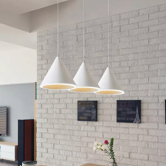 Led Macaron Cone Pendant Light For Dining Table Or Ceiling In Grey/White/Pink