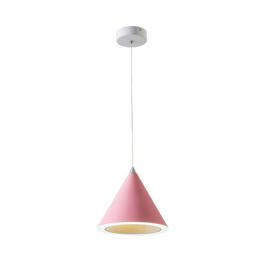 Led Macaron Cone Pendant Light For Dining Table Or Ceiling In Grey/White/Pink