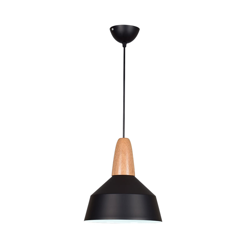 Macaron Pendant Light In Green/Grey/Pink With Wood Grip - Perfect For Barn Dining Rooms